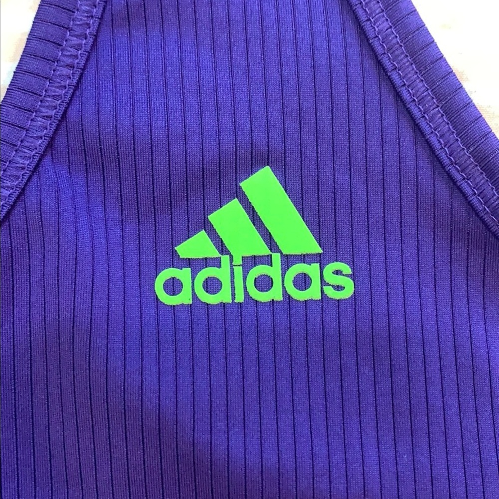 Relisting! Purple Adidas Performance Wear Racerback Ribbed Top Size 12-14 - Picture 1 of 5